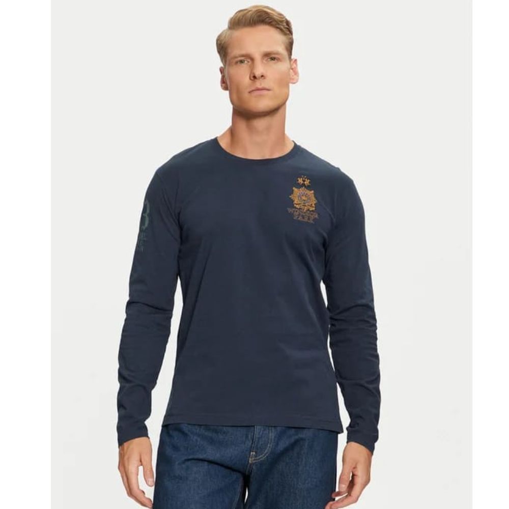 LA MARTINA REGULAR-FIT LONG SLEEVED NAVY MEN SWEATSHIRT